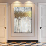 Original Gold Foil Abstract Grey Hand Painted Oil Painting Canvas Modern