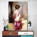 Hand Painted Abstract Sexy Woman Back Red Skirt Oil Painting On Canvas artwork