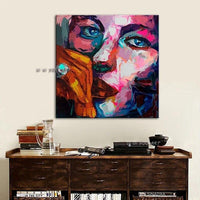 Modern Hand Painted Francoise Nielly Style knife portrait Face Oil painting figure canva wall Art picture