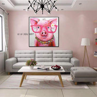 Hand Painted pig Monkey Canvas Oil Paintings Wall Art Home Animals for Kids Room home Decor