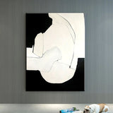 Hand Painted Oil Paintings Modern Black and White Lines Abstract Canvass Bedroom