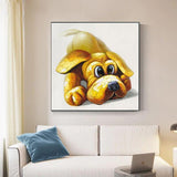 Hand Painted Yellow Dog Staring at the Bees Oil Painting Decor Hand Painted Modern Funny Animal Canvas