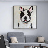 Hand Painted Abstract Oil Painting Cute Dog Canvas Modern Animal Minimalist