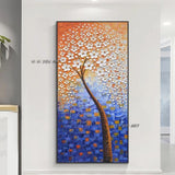 Hand Painted Abstract Wall Art Beautiful Flowers Tree Minimalist Modern On Canvas Decorative For Living