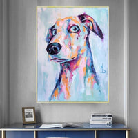 Modern Cool Dog Animal Hand Painted Canvas Oil Paintings Wall Art Mural