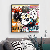 Hand Painted Oil Painting Modern Street Art Cute Cartoon Animals Abstracts Children's Room