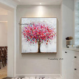 Hand Painted Abstract Trees Oil Painting On Canvas Hand Painted Beautiful Colors Abstract Landscape Trees Decor