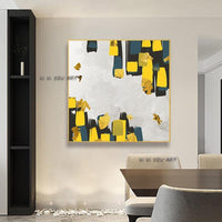 Modern Yellow and White Minimalist Abstract Hand Painted On Canvas For Office s