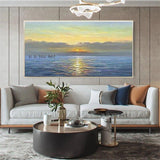 Hand Painted Morandi landscape Sunset Seascape Modern Style Office Decoration Canvas Painting Wall Art Mural