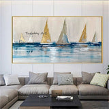 Color Sea Boat Oil Painting On Canvas Abstract Modern Canvas Decor