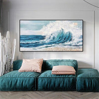 Hand Painted Art Modern Waves Seascape On The Bedroom