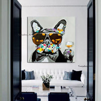 Oil PaintingsHand Painted Modern Animal Dog Abstract On Canvas Wall Art