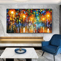 Hand-Painted Hand Painted Oil Painting Modern Classic Knife Street Landscape Character Abstracts Room