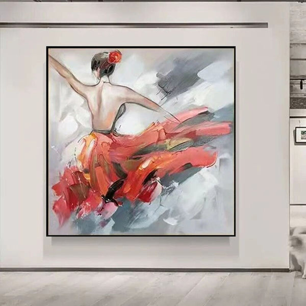 Modern Abstract Vintage Ballet Dancer Canvas Painting Ballerina Hand Painted Bedroom