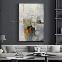 Contemporary Black and White Modern Hand Painted Abstract Wall Art Decorative Office