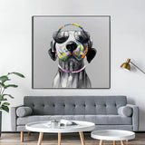 Cool Of A Dalmatian With Sunglasses And Headphones Modern Home Good Wall Art Canvas Painting Artwork Painting