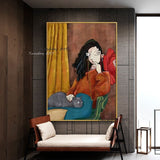 Hand Painted Oil Paintings Cartoon Characters Abstract Canvas Painting Retro Modern Wall Art Decor