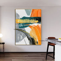 Hand Painted Oil Painting Abstract Gold Foil Line Paintings Acrylic Canvas Modern Wall Art Newest Unframe Decoration