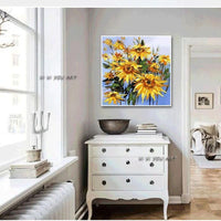 Modern Hand Painted Painting Abstract Sunflowers On Canvas Decor Wall Art