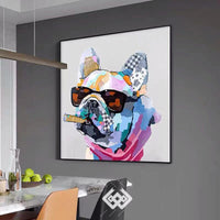 Hand Painted Abstract Cool Dogs Oil Painting Modern for Wall Canvas Art Animal