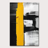 Hand Painted Abstract Oil Paintings Simple Black White Grey Yellow Canvas Modern