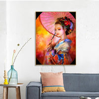 DIY Oil Painting By Numbers Japanese Woman Drawing On Canvas HandPainted Art Gift DIY Pictures Girl Figure Kits Home Decor