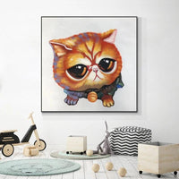 Hand Painted Oil Painting Abstract Cartoon Cat Animal Painting On Canvas For Kitchen s ping