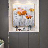 Orange Flower Hand Painted Artwork On Canvas