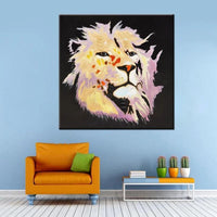 Art Hand Painted Lion Animal Oil Paintings on Canvas Modern Abstract Wall Art Kids Room Wall Decoration