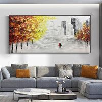 Hand Painted Oil Painting Abstract Palette Knife Street Corner On Canvas Modern Landscape Wall Art For Room