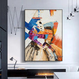 Hand Painted Abstract Orange Blue On Canvas Beautiful Abstract Painting For Bedroom