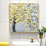 Abstract Golden Leaves Tree Wall Art Oil Painting Hand Painted on Canvas Big Decorative for Living