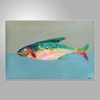 Hand-Painted Oil Painting On Canvas Animal Sea Fish Abstract Artwork Home Wall Interior Painting