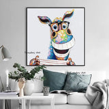 Hand Painted Oil Painting Animal Cute Donkey Abstract Home Office Painting