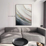 Beautiful Gold Foil Line Abstract For Home Wall Decoration Pure Hand Painted Acrylic Bedroom