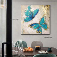 Blue Butterfly Hand Painted Canvas Oil Painting Modern ping