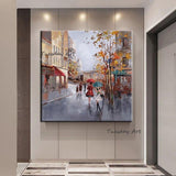 Hand Painted Character Oil Paintings Modern Abstract Landscape Palette Knife Streets