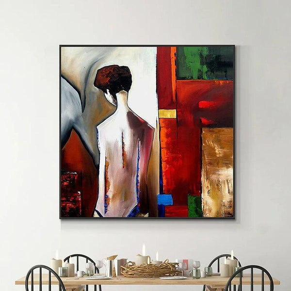 Hand Painted Oil Painting Retro Impression Figure People Abstract Canvas Modern Room Wall Decor