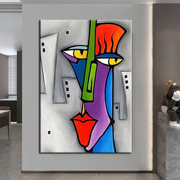 Hand Painted Pop Art Oil Paintings Cartoon Characters On Canvas Abstract Posterss