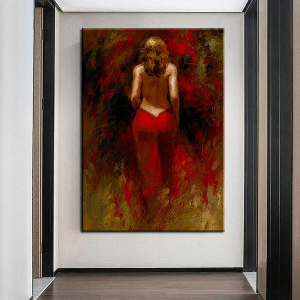Hand Painted Impression Sexy Naked Back Woman Abstract Art People Oil Painting Canvas Wall Art Decor