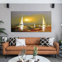 Hand Painted Sea View Sails Oil Painting Fors On Canvas Art