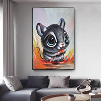 Hand Painted Funny Animal Lovely Hamster Oil Painting on Canvas Painting for Kid Room As