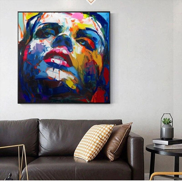 Hand Painted Francoise Nielly Sexy Women Face Oil Painting Wall Arts Mural Decoration