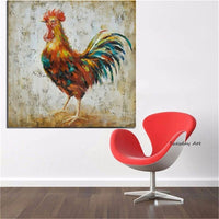 Hand Painted Cock Animals Oil Painting On Canvas Abstract Modern Pop Art