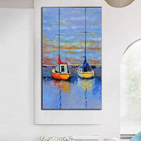 Hand Painted Oil Painting Modern Seascape Boat Abstract Art On Canvas