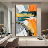 Hand Painted Oil Painting Abstract Gold Foil Line Paintings Acrylic Canvas Modern Wall Art Newest Unframe Decoration