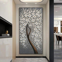 Modern Abstract Knife Tree Flower Hand Painted On Canvas Hallway