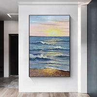 Hand Painted Seascape Art Modern Decoration Oil Painting Textured Sea Scenery Art Mural Wall Hangings Artwork