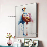 Hand Painted Oil Painting on Canvas Loving Flamingo Cranes