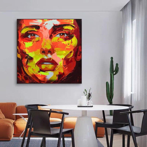 Hand Painted Knife Street Abstract Style Modern Figure Lady Oil Painting on Canvas Beautiful Colorsative